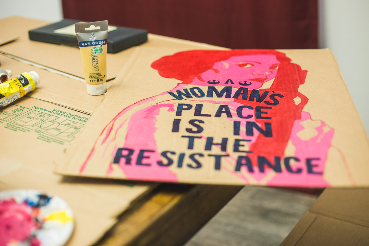 star wars womens rights handmade painted cardboard poster austin texas women's march